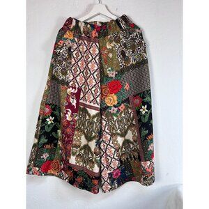 Blu Royal Womens Patchwork Floral Paisley Elastic Waist Wide-Leg Culottes Pants